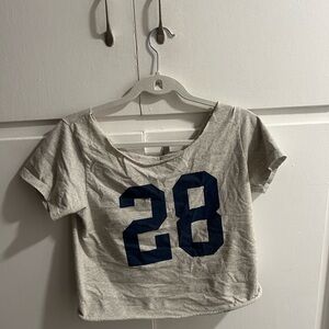 Brandy Melville Gray Top with Blue Print